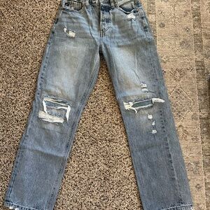 KanCan Light Blue Distressed Straight Leg Jeans